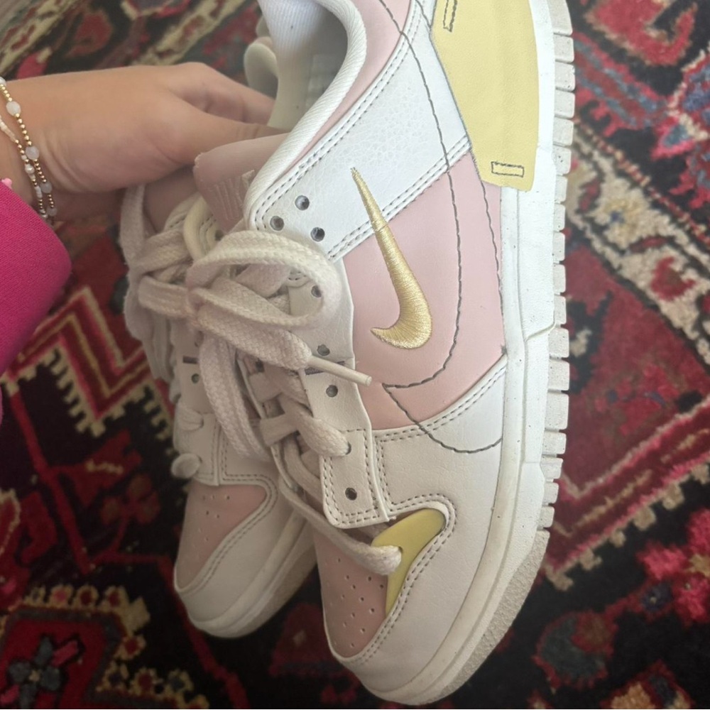Nike Women's Pastel Pink and Soft Yellow Sneakers